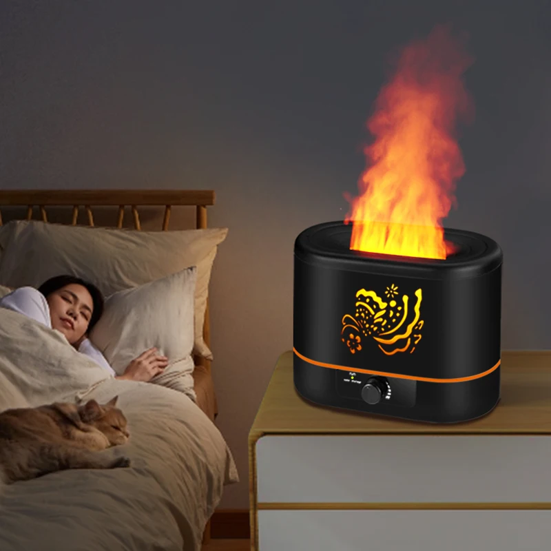Desktop 2L Fire Diffuser Essential Oil Flame Humidifier Diffuser Household Flame Aroma Diffuser