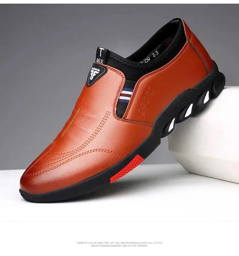 Spring 2024 Latest Design Men's Leather Shoes Breathable Non-slip Business Shoes  Outdoor Fashion Casual Leather Shoes