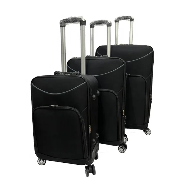 Navy Blue 600D EVA Soft Side Trolley Luggage #10 Zipper 4-Wheel Nylon Suitcase Set Stylish Classic with Light Weight Feature