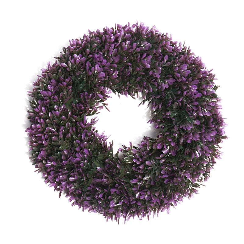 hot sale mini green wreath artificial boxwood purple wreath and