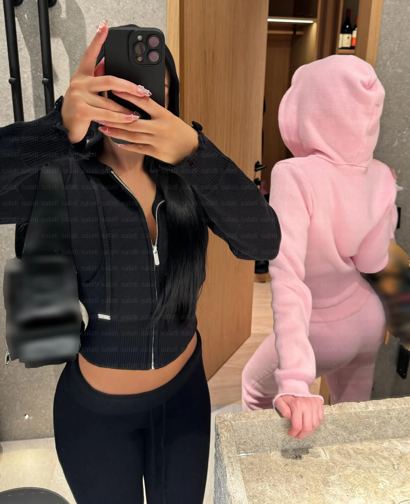 Custom High Quality Designer Y2K Boxy Fit Zipper Knitted Blank Woman Cropped Sweater and Hooded Sweatshirts Hoodies for Women gallery 3