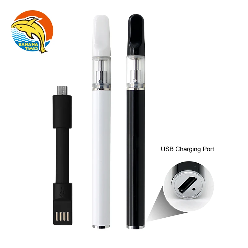 Lead free 2mm coil black white ceramic 320mah micro usb rechargeable empty 0.3ml 0.5ml cbd vape pen 2021