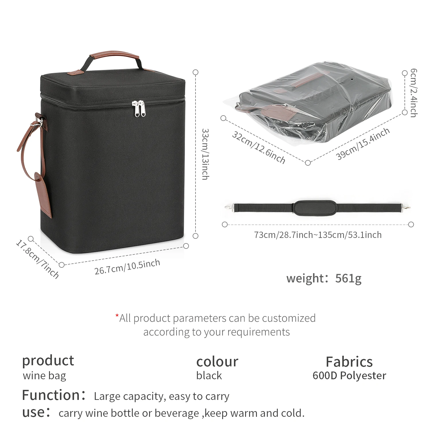 Hot Sale Waterproof 6 Bottles Thermal Wine Cooler Carrier Bag Tote Bag