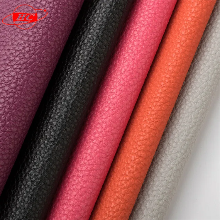 Waterproof  litchi  leather medium hardness pvc leather manufacturer for Decorative Packaging Imitation
