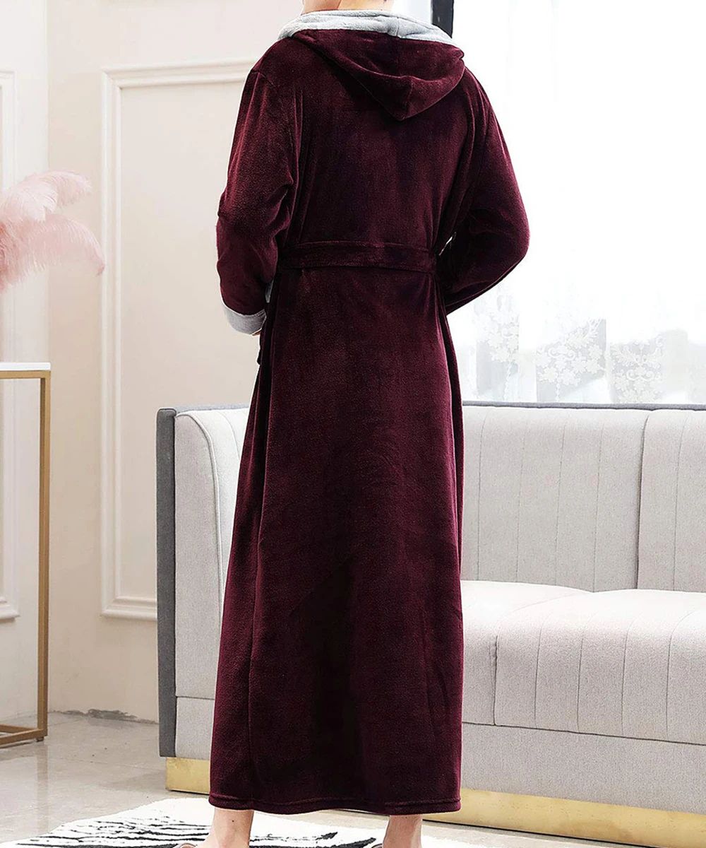 Long Velvet Robe Dressing Gown Warm Bathrobe Velvet Floor 