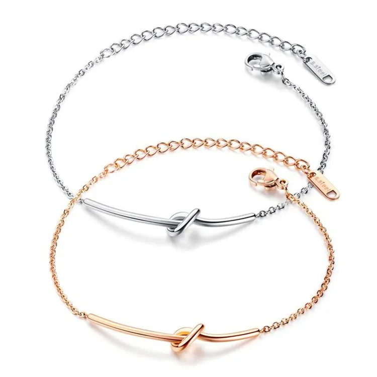 Rose Gold Silver Jewelry Stainless Steel Love Knot Friendship Luck 8 Bangle Bracelet Buy Love Knot Bracelets Bangles Fashion Wholesale Woman Jewelry Hot Sell Plated Gold Stainless Steel Cuff Knot New 8