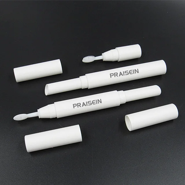 Praisein Wholesale Custom Plastic Eyebrow Styling Cream Tube with Brush 2 in 1 White Round Eyebrow Cream Packaging Tube