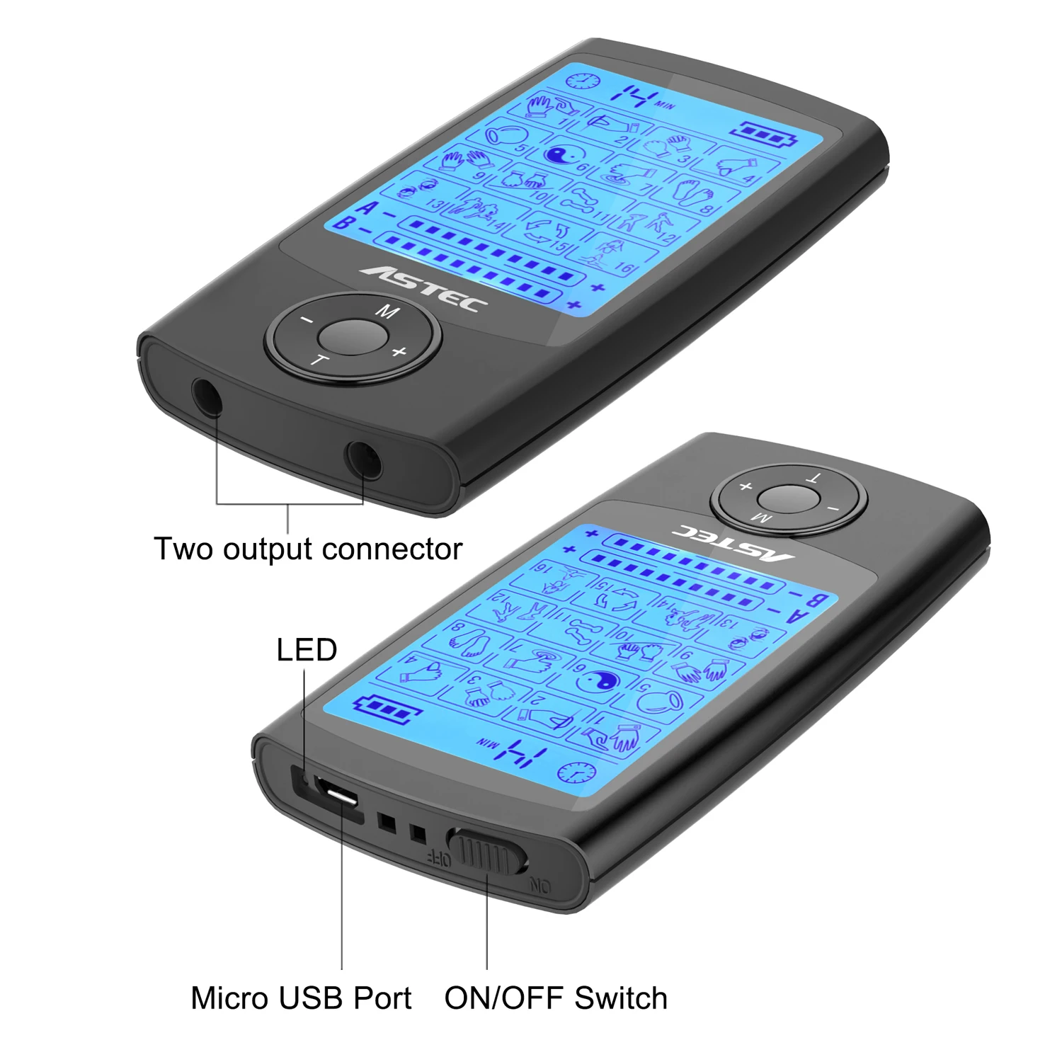 TENS EMS Unit Pro Rechargeable Battery Muscle Stimulator 16 Modes