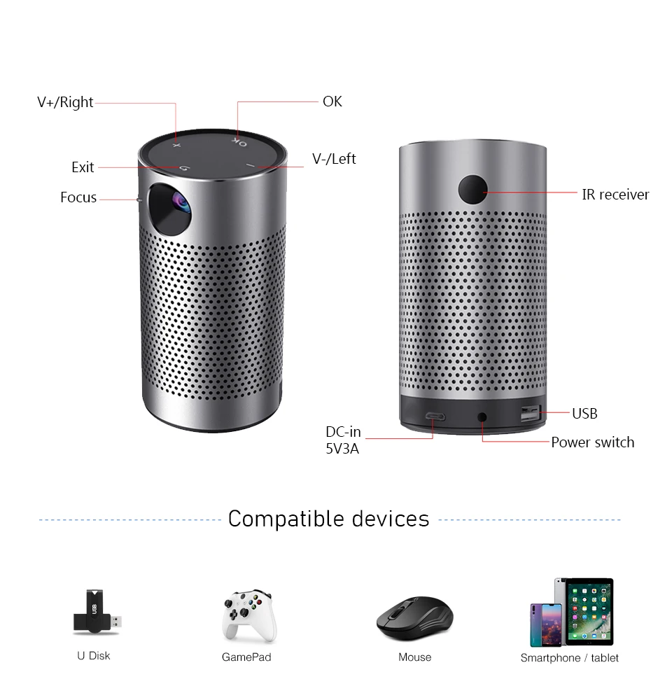 Byintek ポータブルスマートプロジェクター UFO-P7 BYINTEK P7 Mini DLP Smart Projector - Portable Wifi Projector with