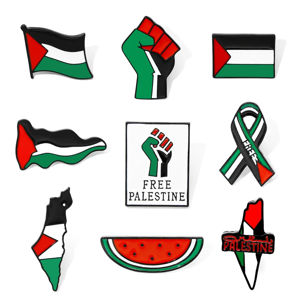 6 Broches Drapeau Palestine En Forme De Cœur – Badges Métalliques Pour Vêtements, Sacs, Collections - 9