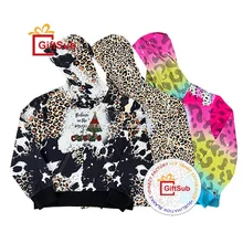 Top Quality Sublimation 100% Polyester Fleece Bleached Baby Youth Pullover Heat Transfer Faux Bleached Print Hoodies for Kid
