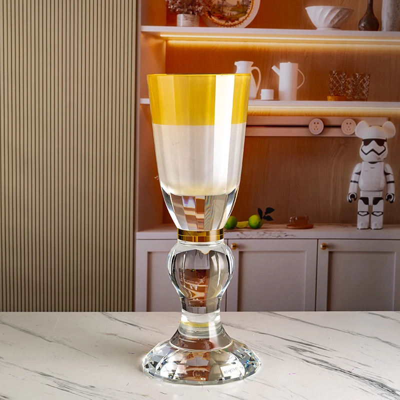 Newly Designed Two-color Splicing High-quality Home Desktop Decoration Glass Crystal Vase