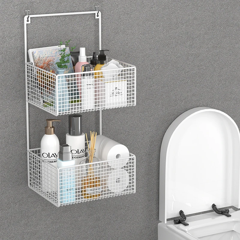 Multi Layer Wall Mounted Punch Free Adhesive Bathroom Shelf Rack No  Drilling Toilet Shampoo Holder Storage Rack Organizer