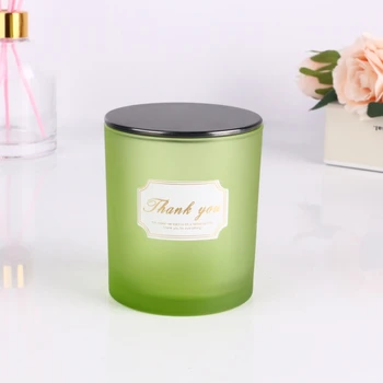 16oz  Luxury  Custom Elegant Colored candle glass jar recycled Amber Black White Clear Frosted Green Holders
