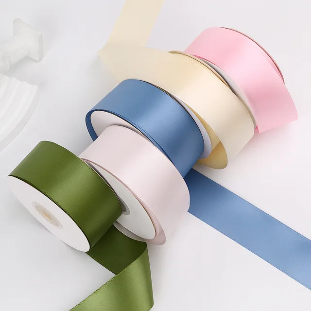 Stock luxury 4cm double-sided  color floral ribbon flower bouquet ribbon handmade DIY bow gift box ribbon for decoration