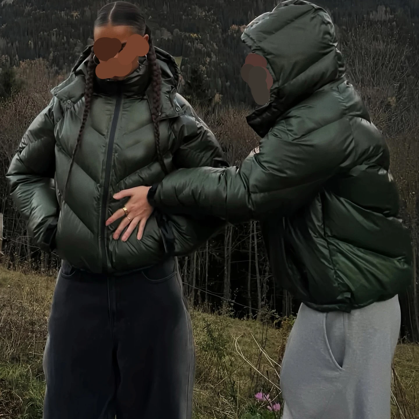 Custom Thermochromic Ink Print Streetwear Crop Vintage Heavyweight Winter Hooded Windproof Color Change Down Puffer Jacket Coat gallery 3
