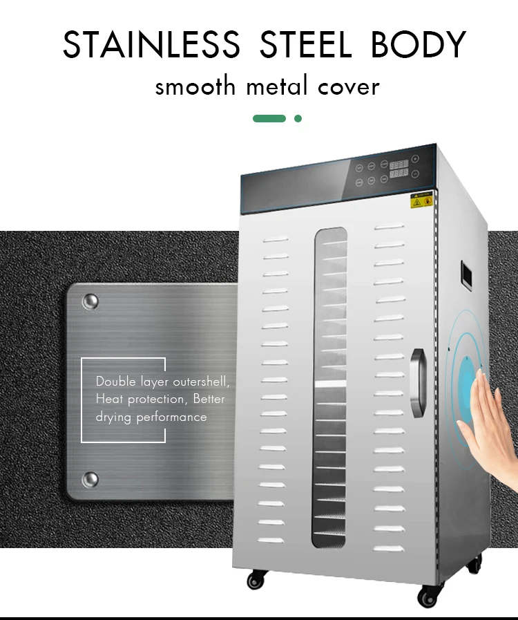 20 Tray Food Dehydrator With Electrical Heating Elements And Touch