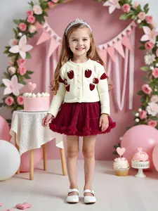 Children's Girls Plaid  Casual Cute Thick Autumn Fashion Two-Piece Dress Suit