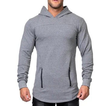 New Men Sports Clothing Light Grey Gym Workout Pullover Hoodie