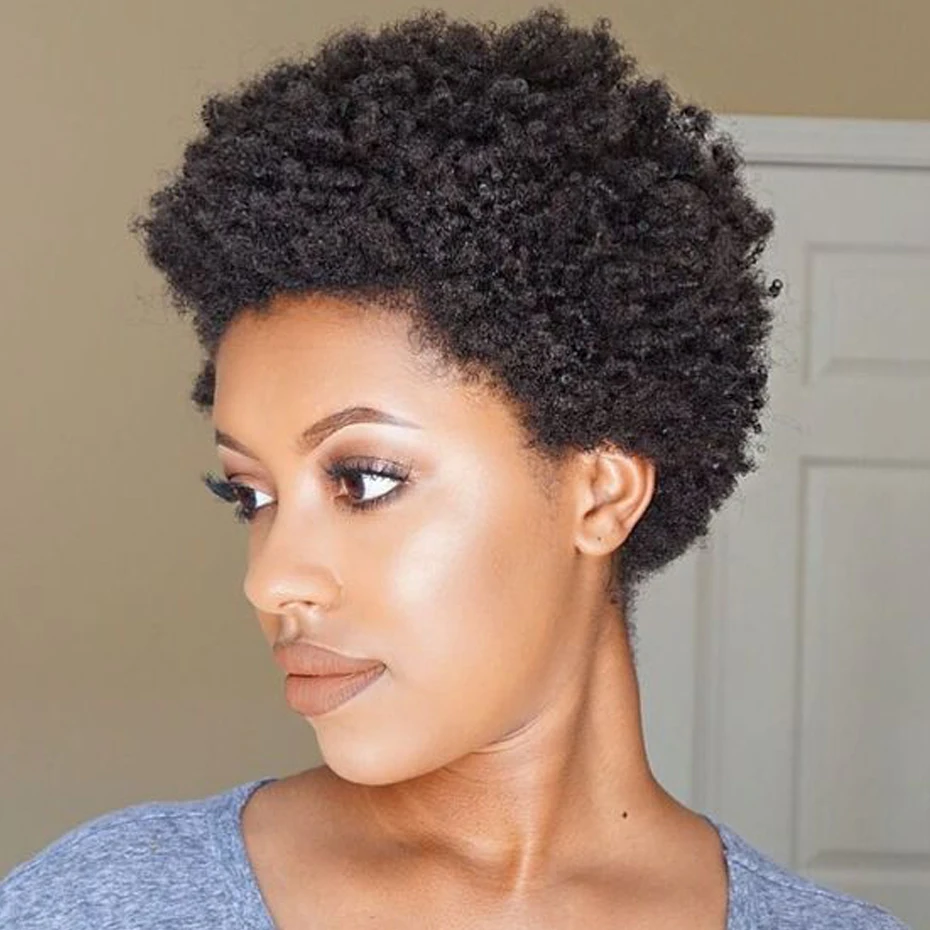 afro kinky curly wigs short cut wig 100% brazilian curly human