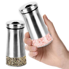 Salt and Pepper Shakers with Adjustable Pour Holes Elegant Stainless Steel salt and pepper shakers set Perfect for Spices