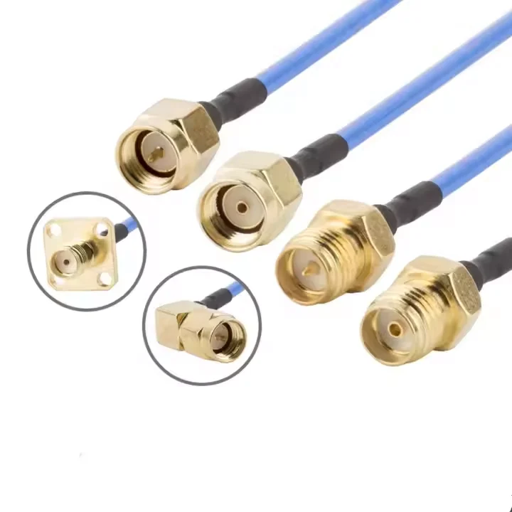 Jumper Cable Manufacturer RPSMA Sma to Sma Cable Male Female 90deg for RG141/RG142/RG402/RG405/SS405 Flex Coaxial Assembly