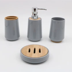 4 шт., набор аксессуаров для ванной комнаты из бамбука