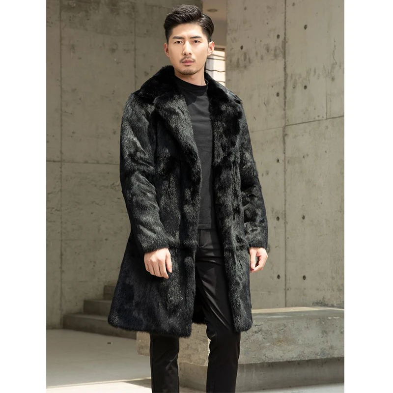 高級 レザーロングコート ラビットファー ベルト ブラック Aライン 北川 高級 レザーロングコート ラビットファー ベルト ブラック Aライン