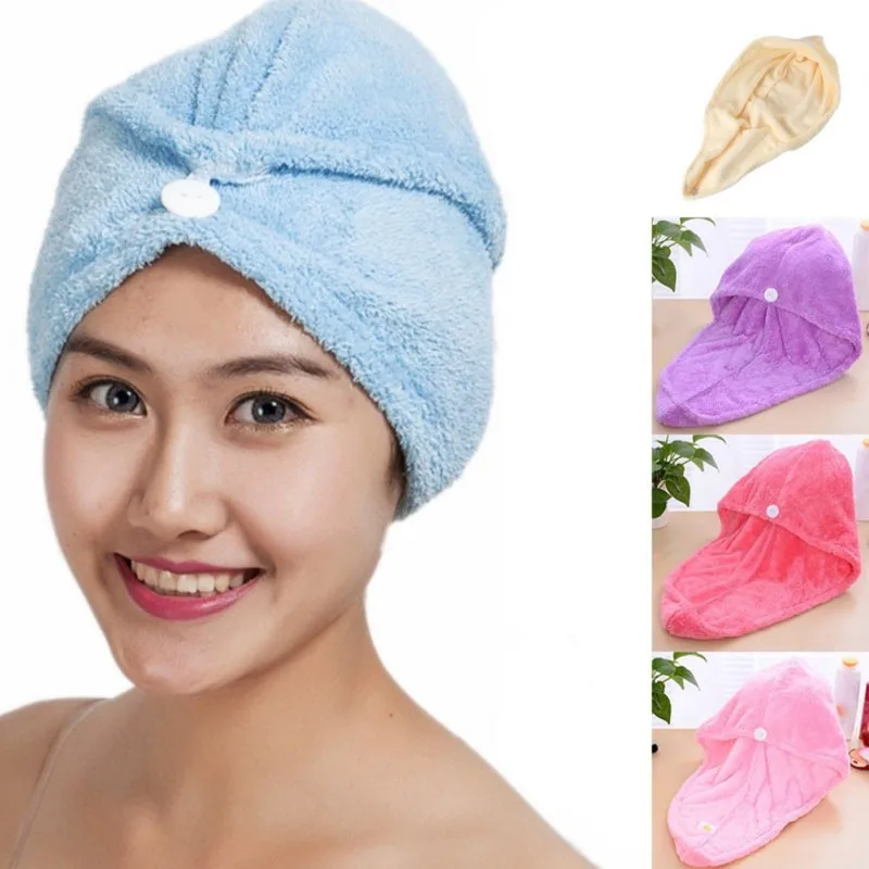 QUICK DRY BATH HEAD WRAP HAT WOMEN HAIR DRYING TOWEL CORAL VELVET MAKEUP COSMETICS CAP BATHING TOOL