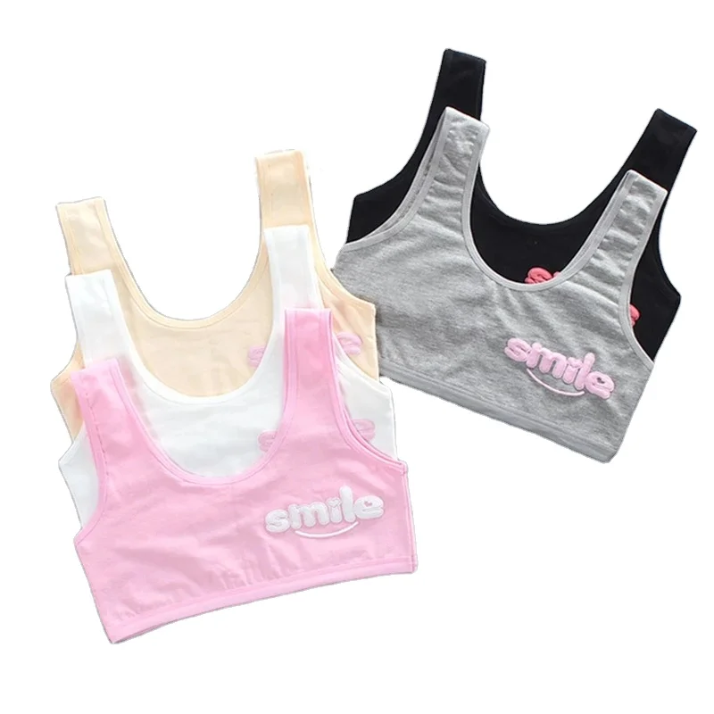 2Pcs/lot Teen Girl Sports Bra Kids Top Camisole Underwear Young Puberty  Small Training Bra for 8-16y