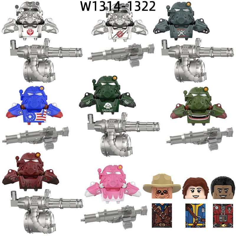 The T-60 Power Armor Apocalypse Cooper Lucy Maximus MacLean Model Blocks MOC Bricks Set Gifts Toys for Children W1314-W1322