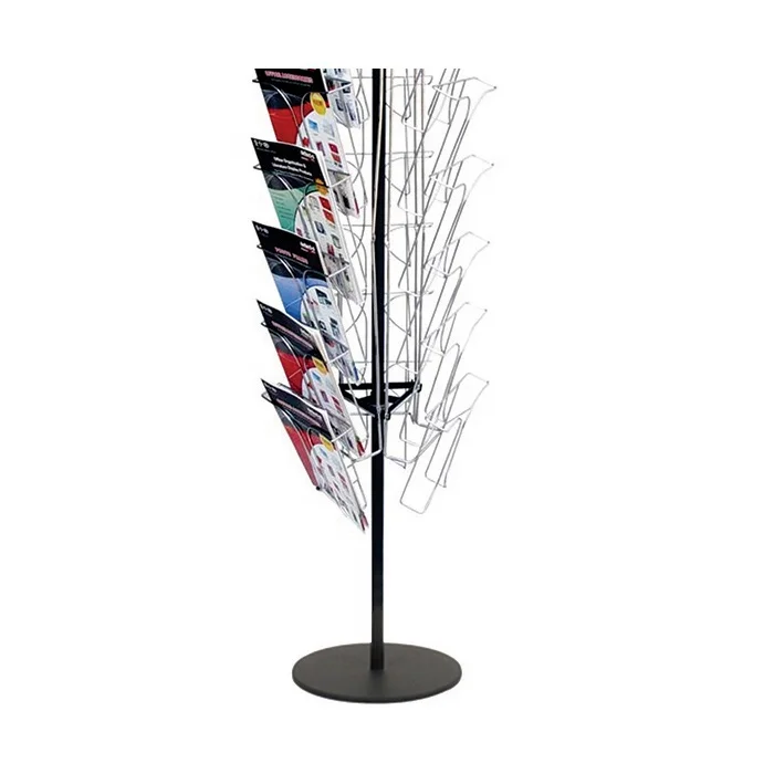 Floor Spinning Standing Magazine Promotional Book Brochure Display Rack Stand Metal Rotating Book Shelf