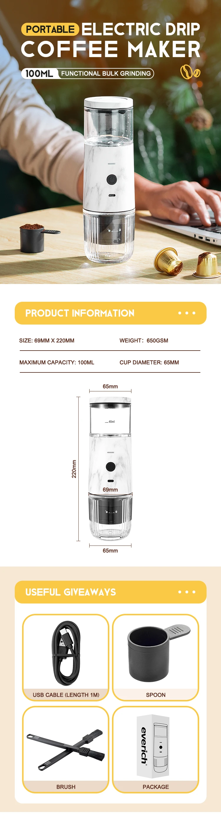 Portable Espresso Electric Coffee Grinders Usb Rechargeable Coffee