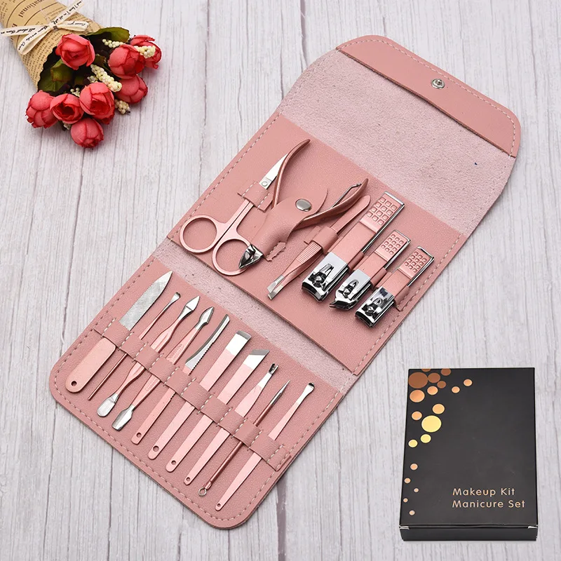 Rose Gold 16 Piece Nail Clipper Set enhancement tool nail clipper custom nail clipper Beauty Set