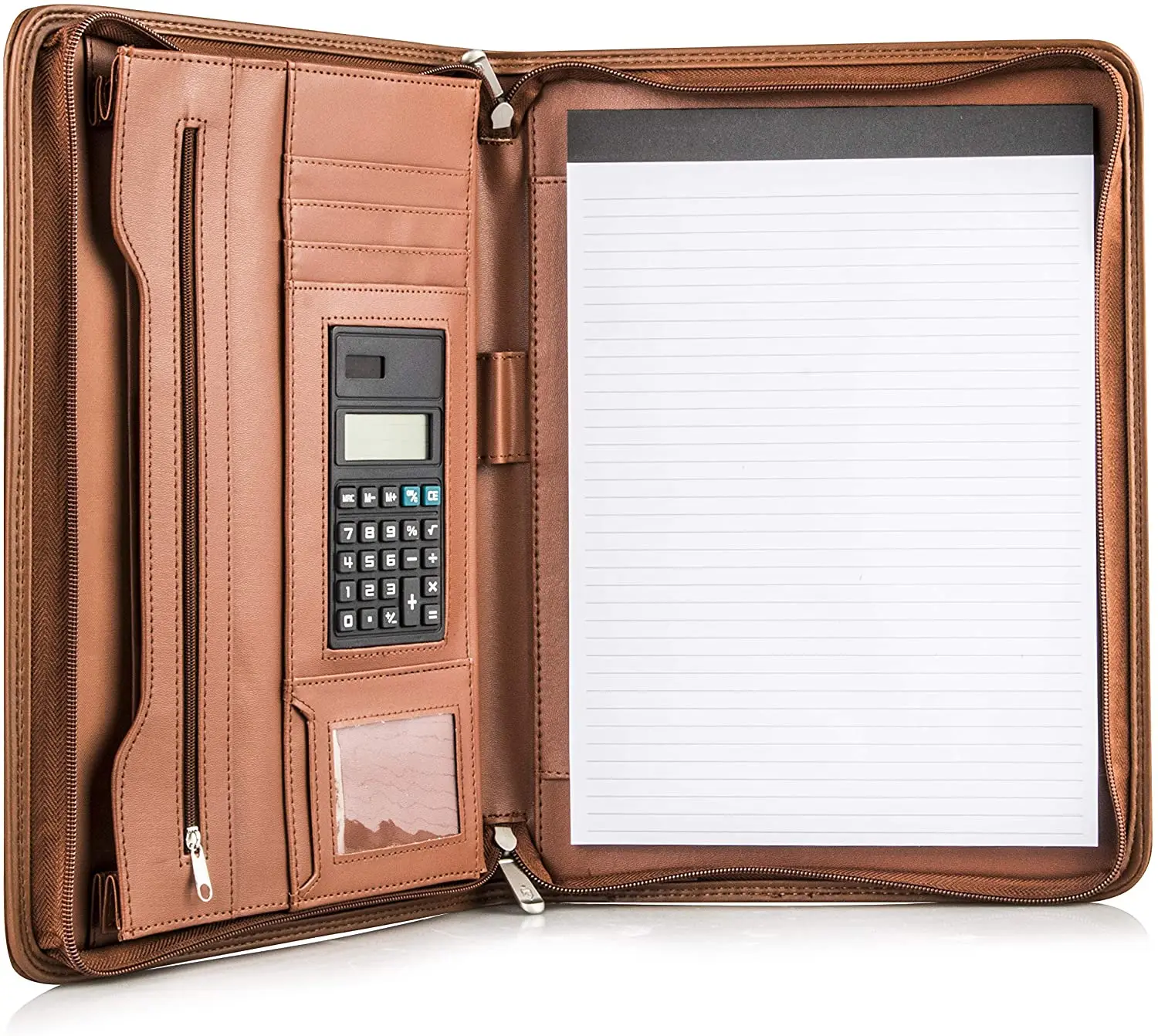 Taschland Zippered PU Business Portfolio Professinal Folder with Calculator