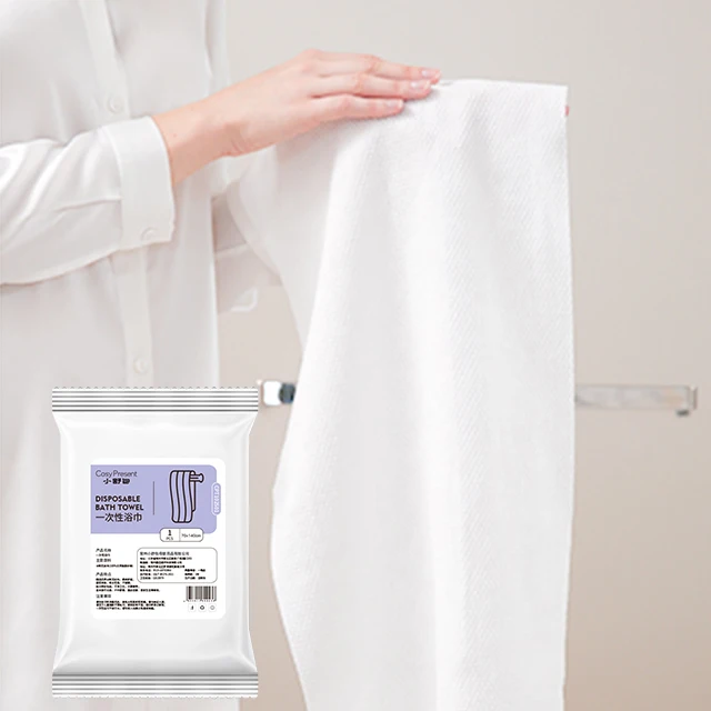 Private Label Hotel White Disposable Big Size Shower Bath Towel for Travel