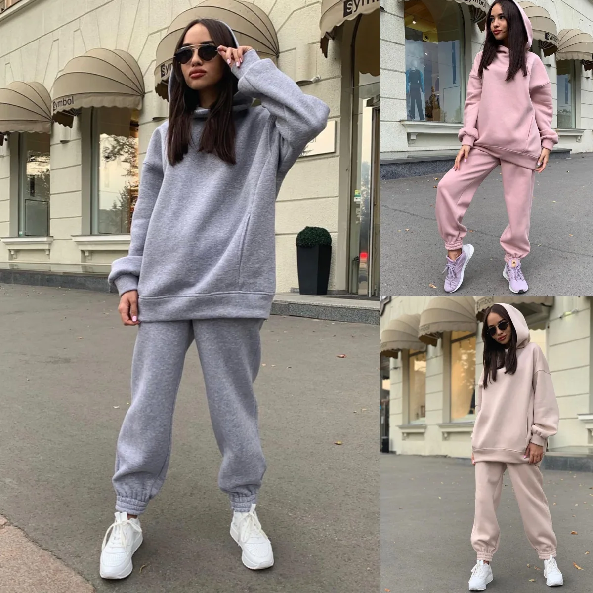 Fashion Hoodie Fitness Sport Outfit Hip Hop Custom Tracksuit For Women  Hooded Two Piece Pants Set Solid Color Sweat Suit - Buy Fashion Hoodie  Fitness Sport Outfit Hip Hop Custom Tracksuit For