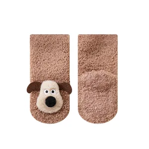 Winter & Autumn Non-Slip Thick Baby Socks with Cartoon Puppy Design for Newborn to 3-Year-Old Toddlers