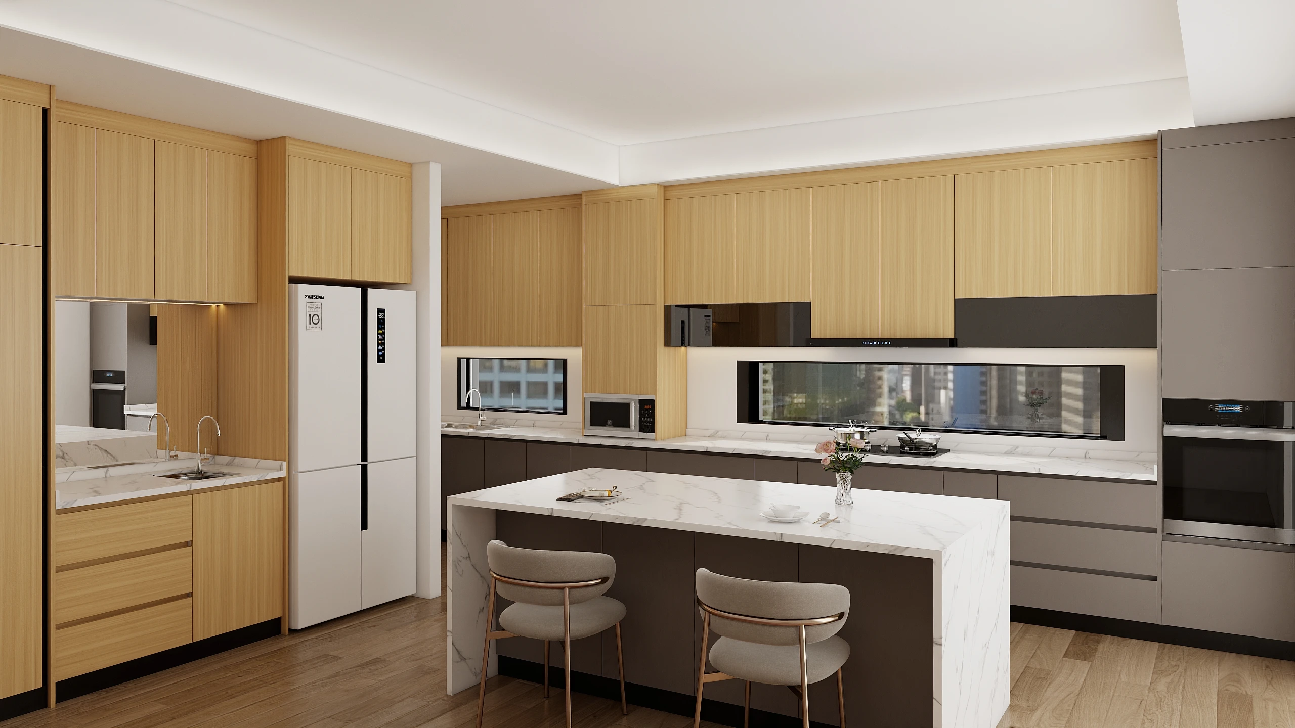 SANTOPOVA Modern MDF Modular Kitchen Cabinet Wooden Plywood with Single ...