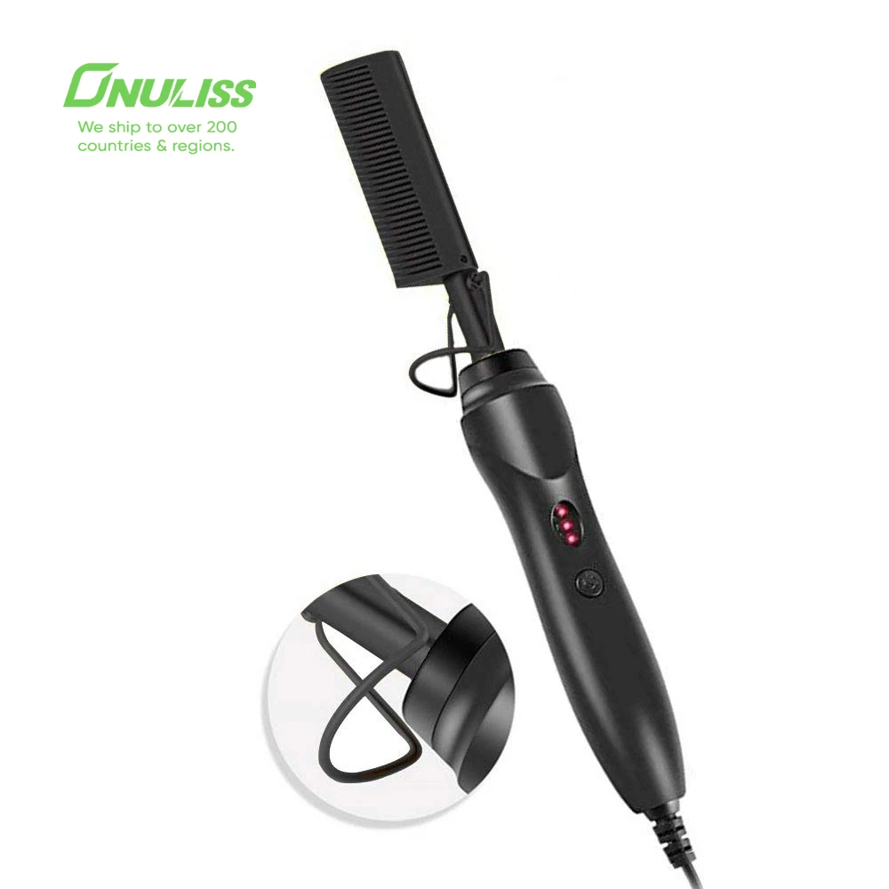 Copper Wireless Private Label New Packaging Custom Glitter Tool Hot Iron Comb Hair Straightener Curler Hot Comb Electric