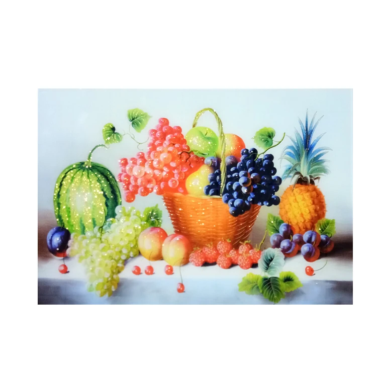 Living Room Background Fruit Pattern 3D Ceramic Wall Tile Designs 3D Wall Decor Tile for Bedroom