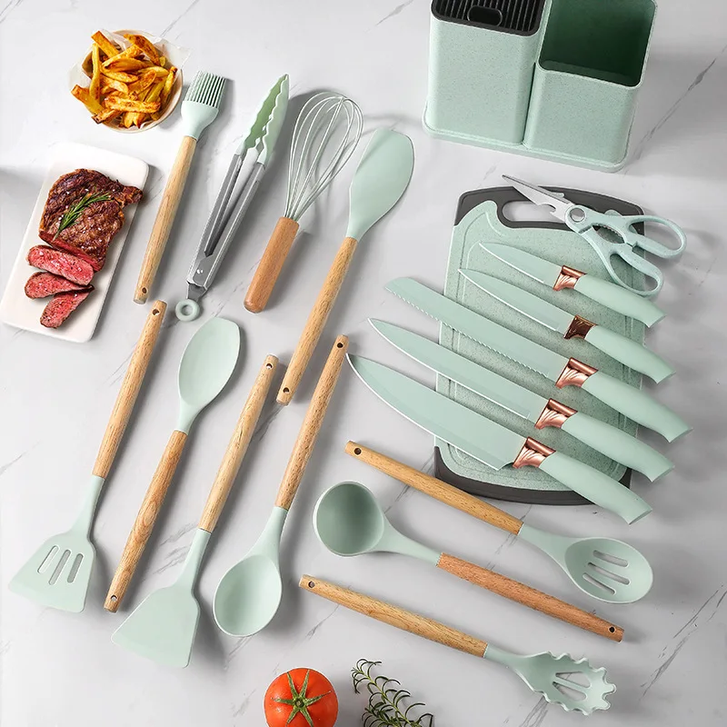 Durable 19piece Silicone Kitchen Tool Cooking Utensil Set Premium