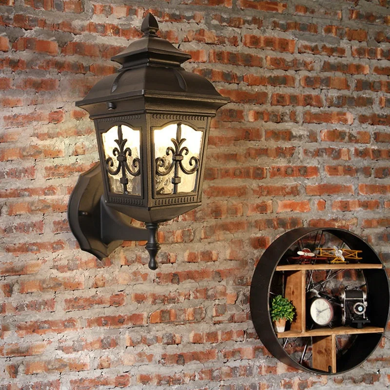 Außen-Wandlampe im europäischen Retro-Stil, schlicht und modern, wasserdicht (IP55), LED, für Balkon, Flur, Garten, Innenhof und Ambiente-Beleuchtung