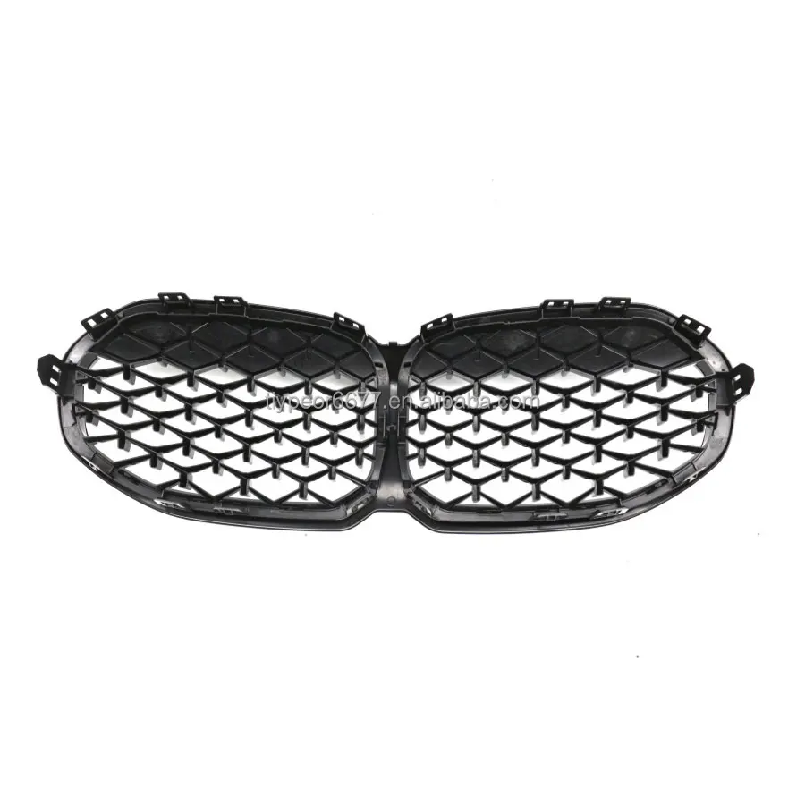 product tiypeor kidney grille for bmw 1 series f40 2019 hatchback m performance sport competition diamond grille full black silver-5
