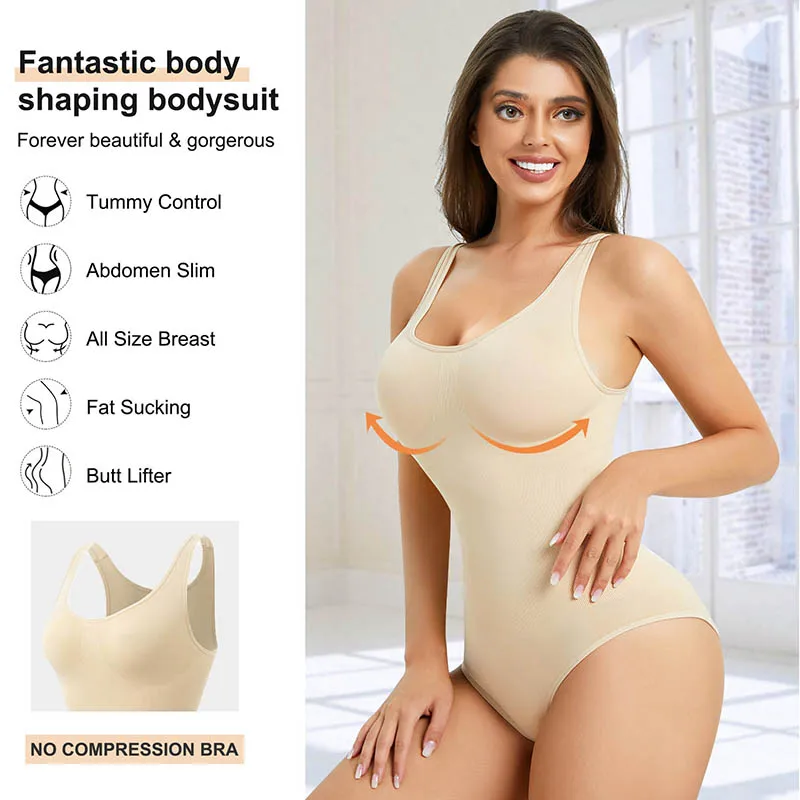 Women Tummy Control Bodysuit Shapewear Thong Slimming Body Shaper Skims