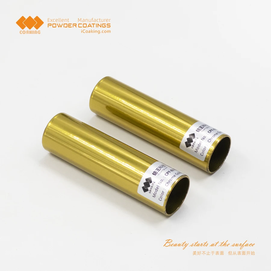 High Glossy Gold Powder Coat Paint Electrostatic Gold Mirror Effect Chrome  Paint Powder Coating Golden Color