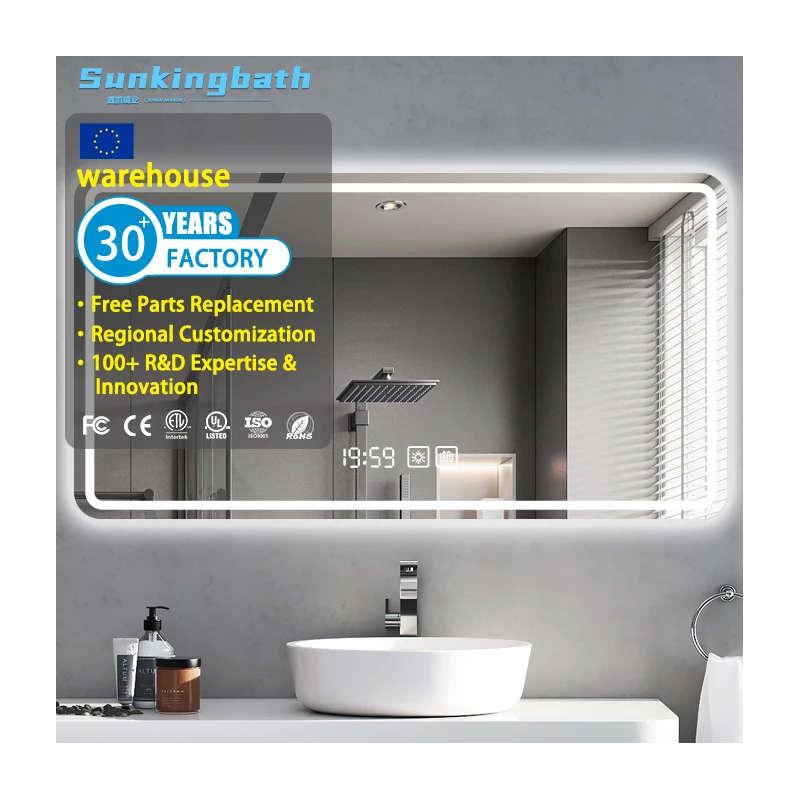Makeup EMC PAHs CCC LVD RCM Certified Led Bathroom Mirror Wall Mount Smart Modern Mirror with Stable Lighting