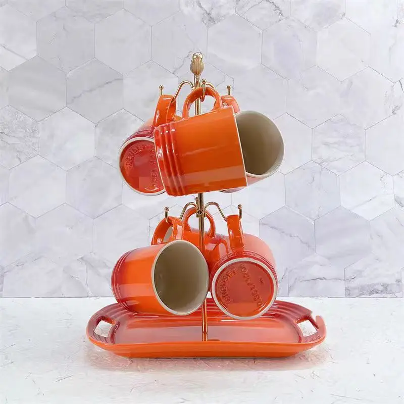 Ceramic Tea Mug for Hot Tea Cups Orange Yellow Kiln Change Glaze for Office and Home Horoscope Coffee Mugs Gifts manufacture