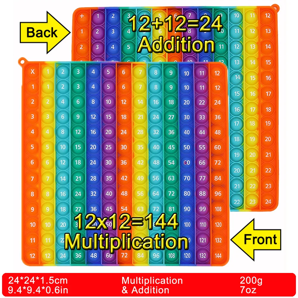 Large P0pp With 12x12 Multiplication Table Toy Game Table,Rainbow ...