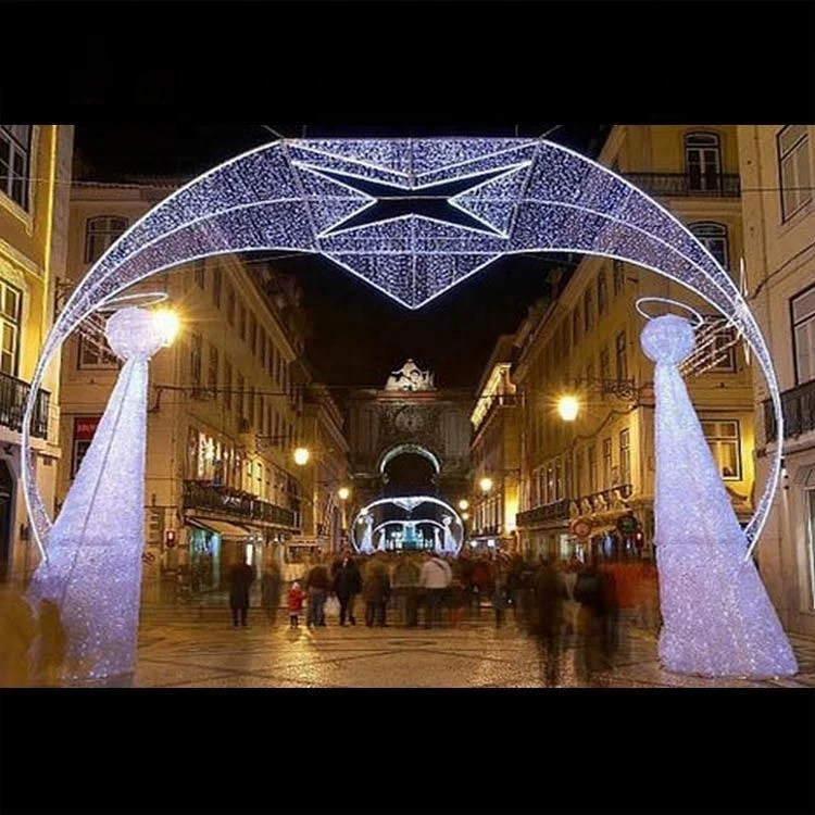 Открытый торговый центр Свадебные украшения мотив Рождество свет светодиодные фонари арки